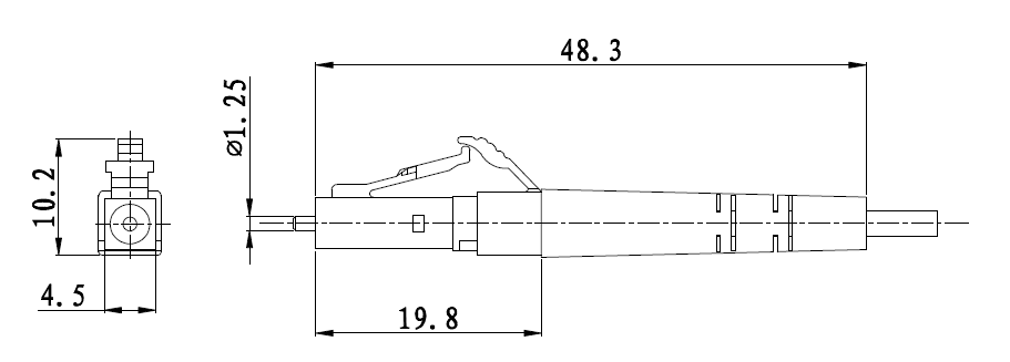 sc-fibre optique-patch-cord-Dimensions